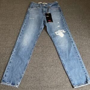 Levi's Wedgie Jeans Womens 25 Blue Denim Medium Wash Tapered Leg Button Fly NWT